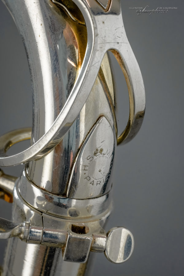 SELMER Mark VI Tenor Saxophone 1963 silver-plated versilbert engraving Gravur 110xxx detail S-Bogen neck