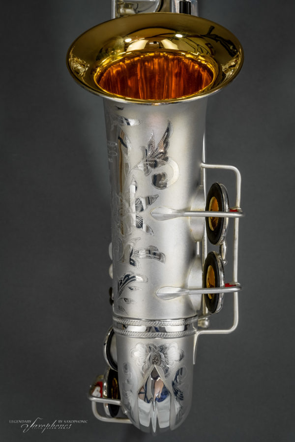 SELMER Super Sax Cigar Cutter Alo Saophone silver-platet versilbert vergoldeter Becher gold-washed bell engraving Gravur 1932 17xxx