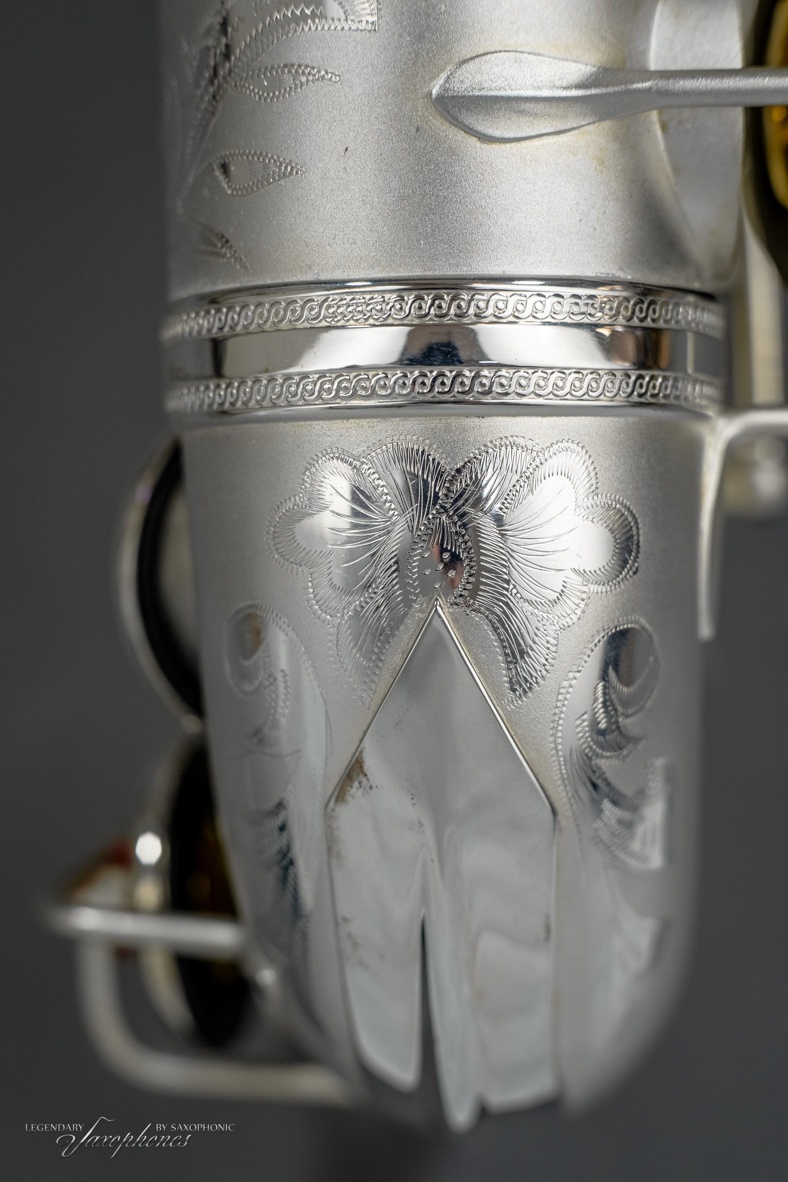 SELMER Super Sax Cigar Cutter Alo Saophone silver-platet versilbert vergoldeter Becher gold-washed bell engraving Gravur 1932 17xxx