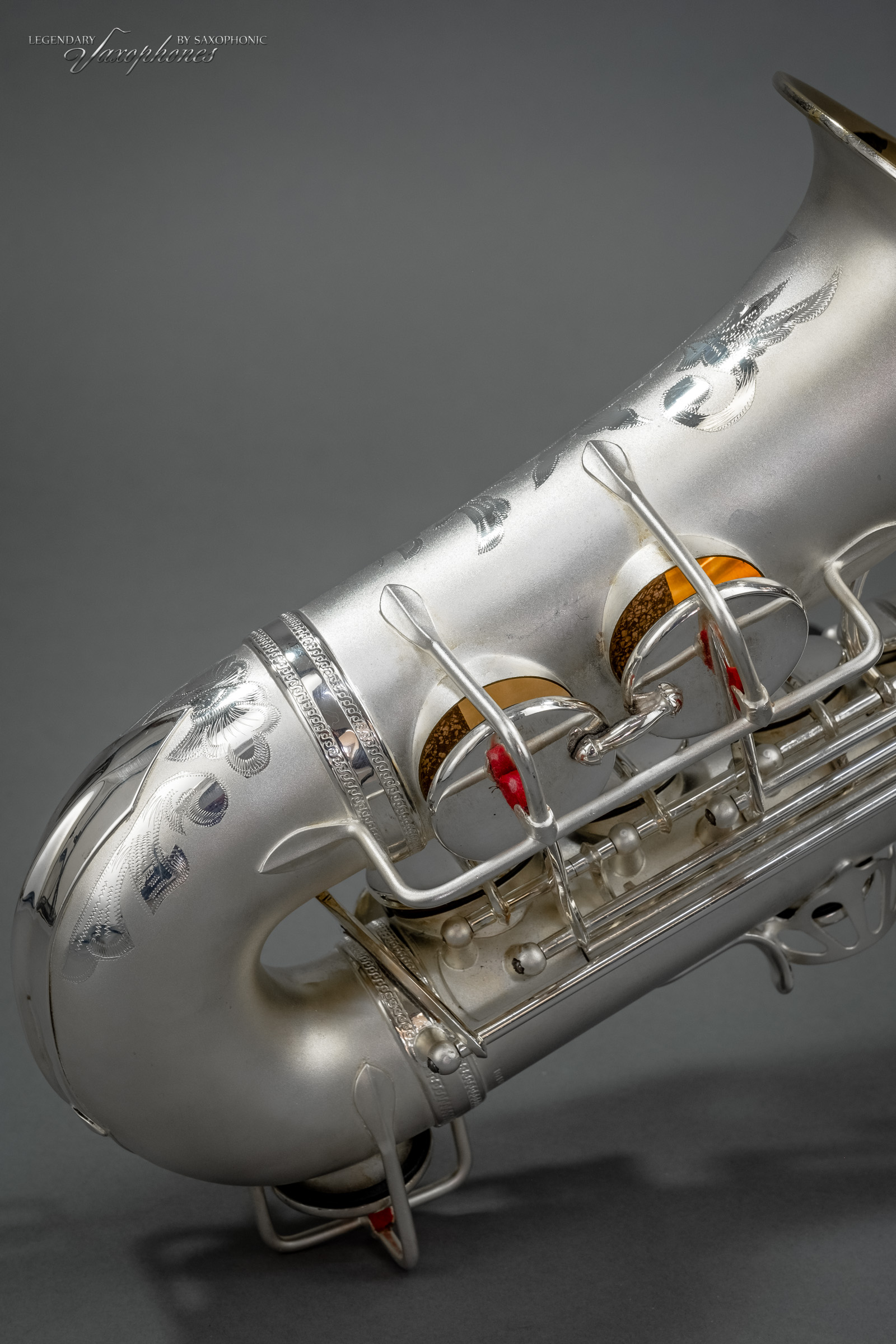 SELMER Super Sax Cigar Cutter Alo Saophone silver-platet versilbert vergoldeter Becher gold-washed bell engraving Gravur 1932 17xxx