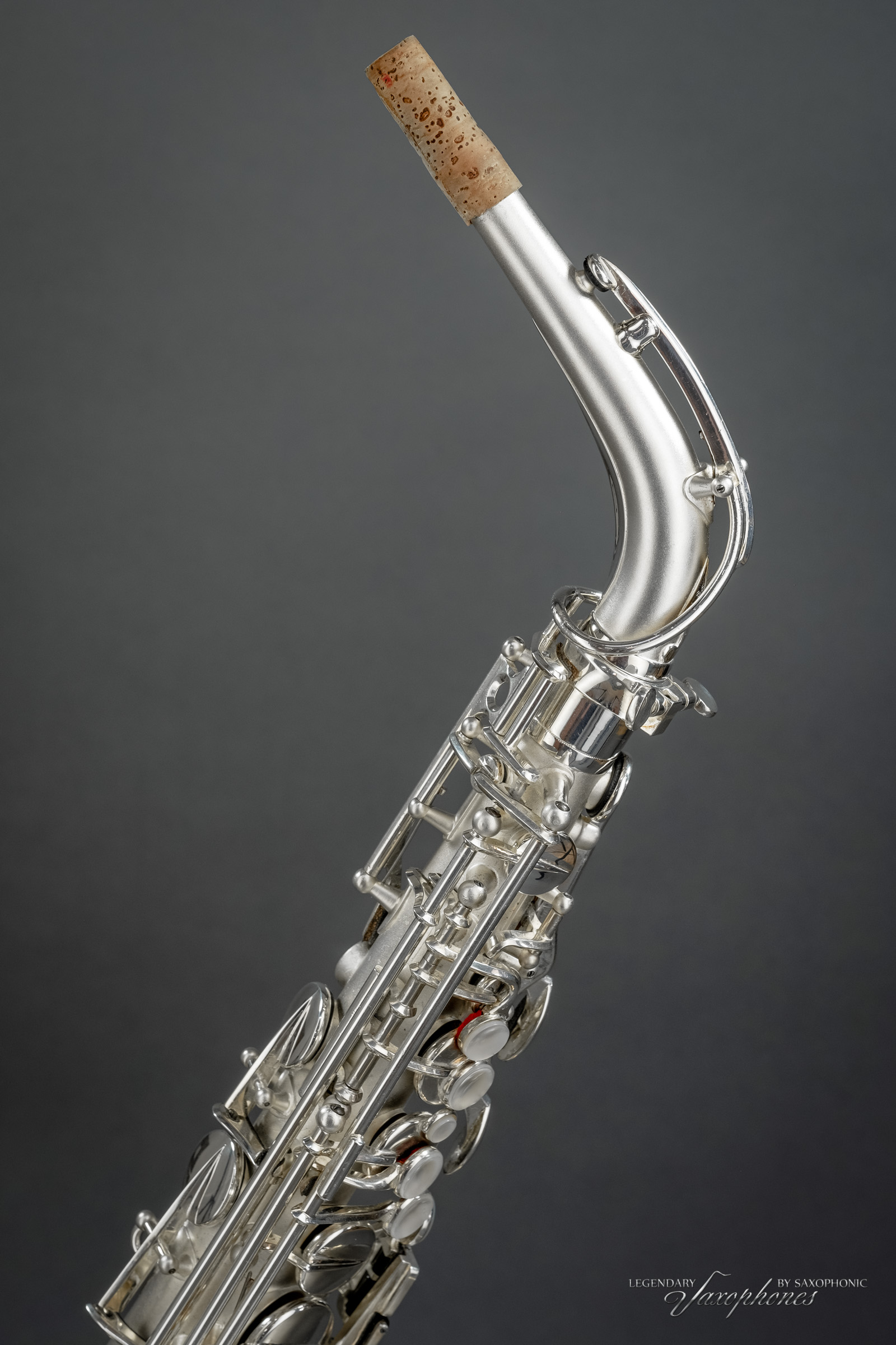 SELMER Super Sax Cigar Cutter Alo Saophone silver-platet versilbert vergoldeter Becher gold-washed bell engraving Gravur 1932 17xxx S-Bogen neck