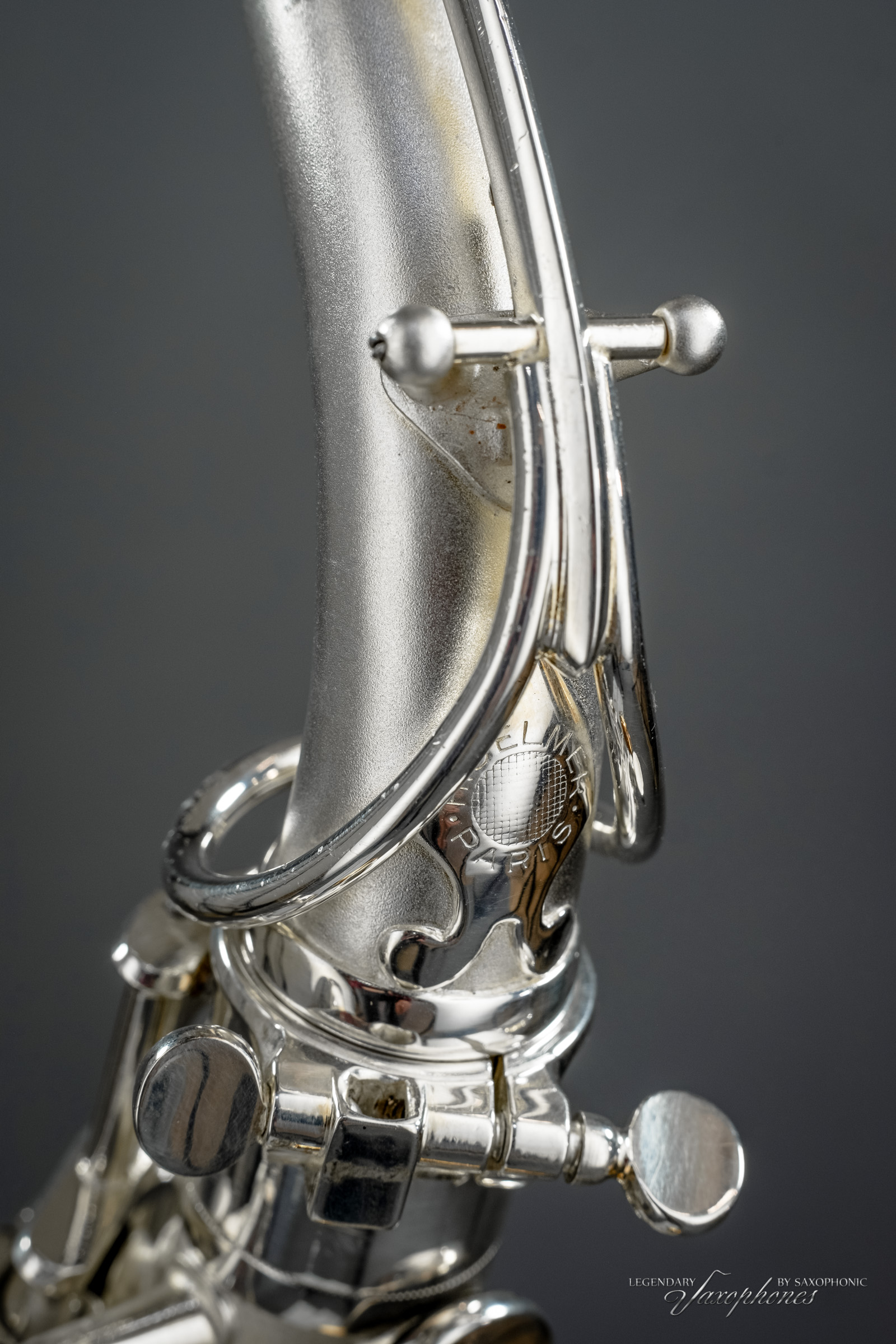 SELMER Super Sax Cigar Cutter Alo Saophone silver-platet versilbert vergoldeter Becher gold-washed bell engraving Gravur 1932 17xxx